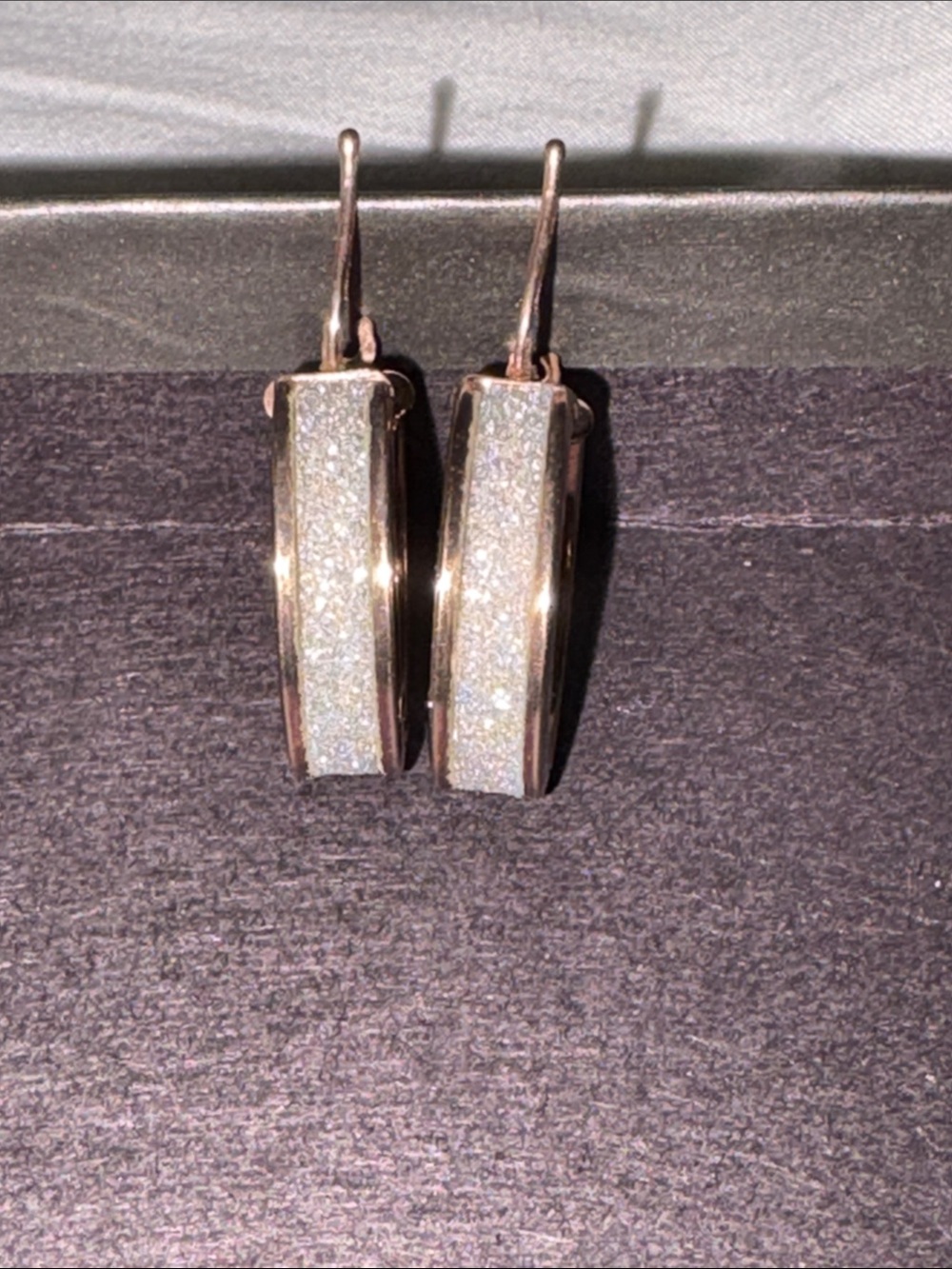 Druzy Crystal Bar Drop Earrings in Rose Gold Tone